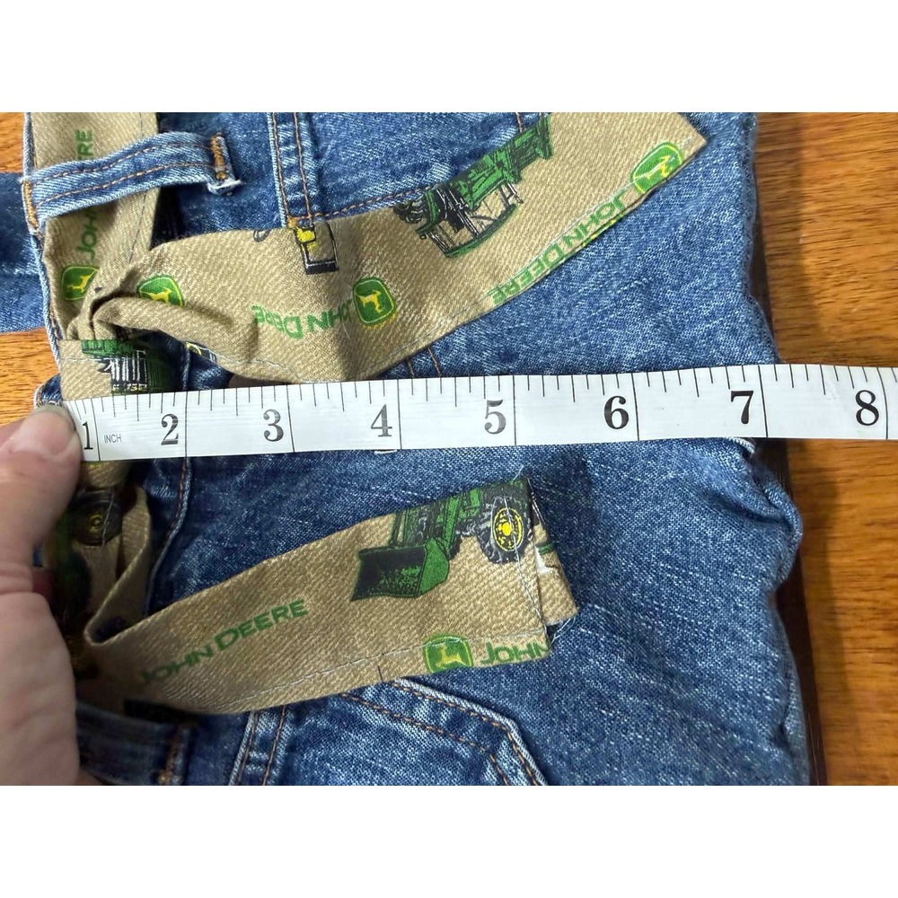 Handmade Upcycled Denim Tote Bag John Deere Tractor Ribbon Belt Blue Jeans Purse - Picture 7 of 8